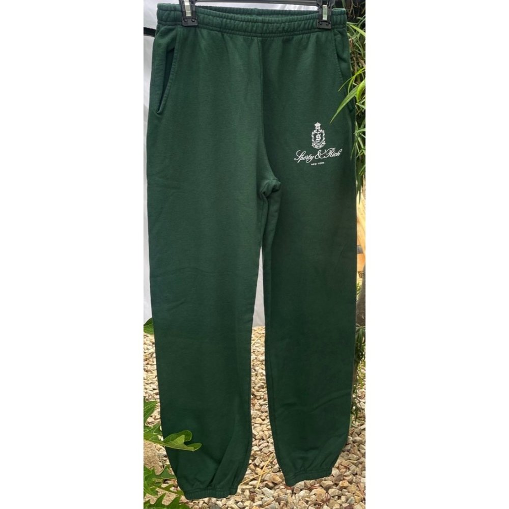 SPORTY  AND RICH GREEN SWEATPANTS SIZE XL - Picture 2 of 8